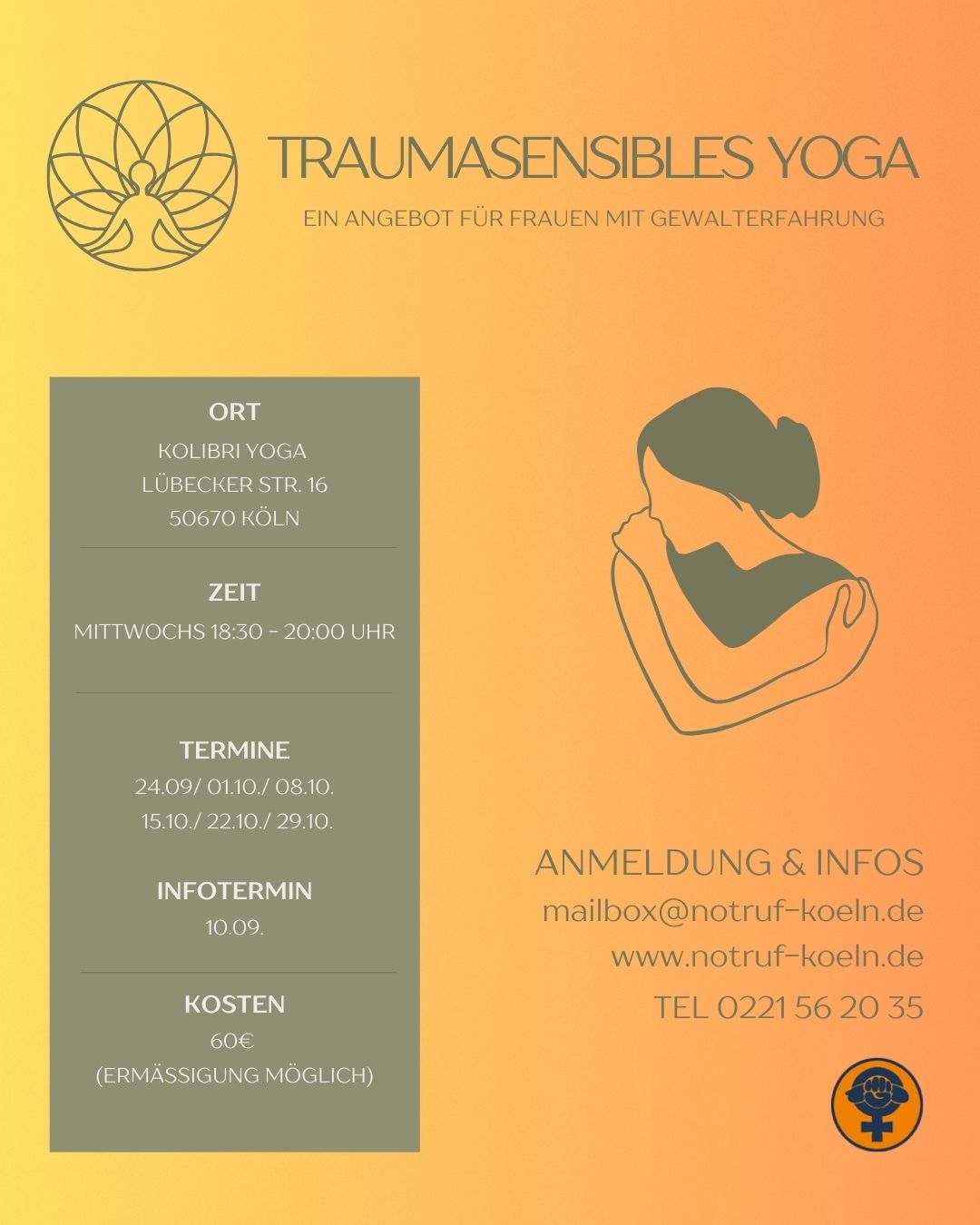 Infoflyer für den Herbstkurs Traumasensibles Yoga